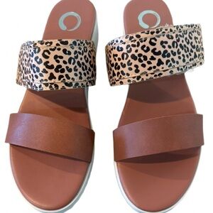 Fashion Nova Animal Print Two Strap Sandals-Brown & Leopard Print NWT Size 7.5